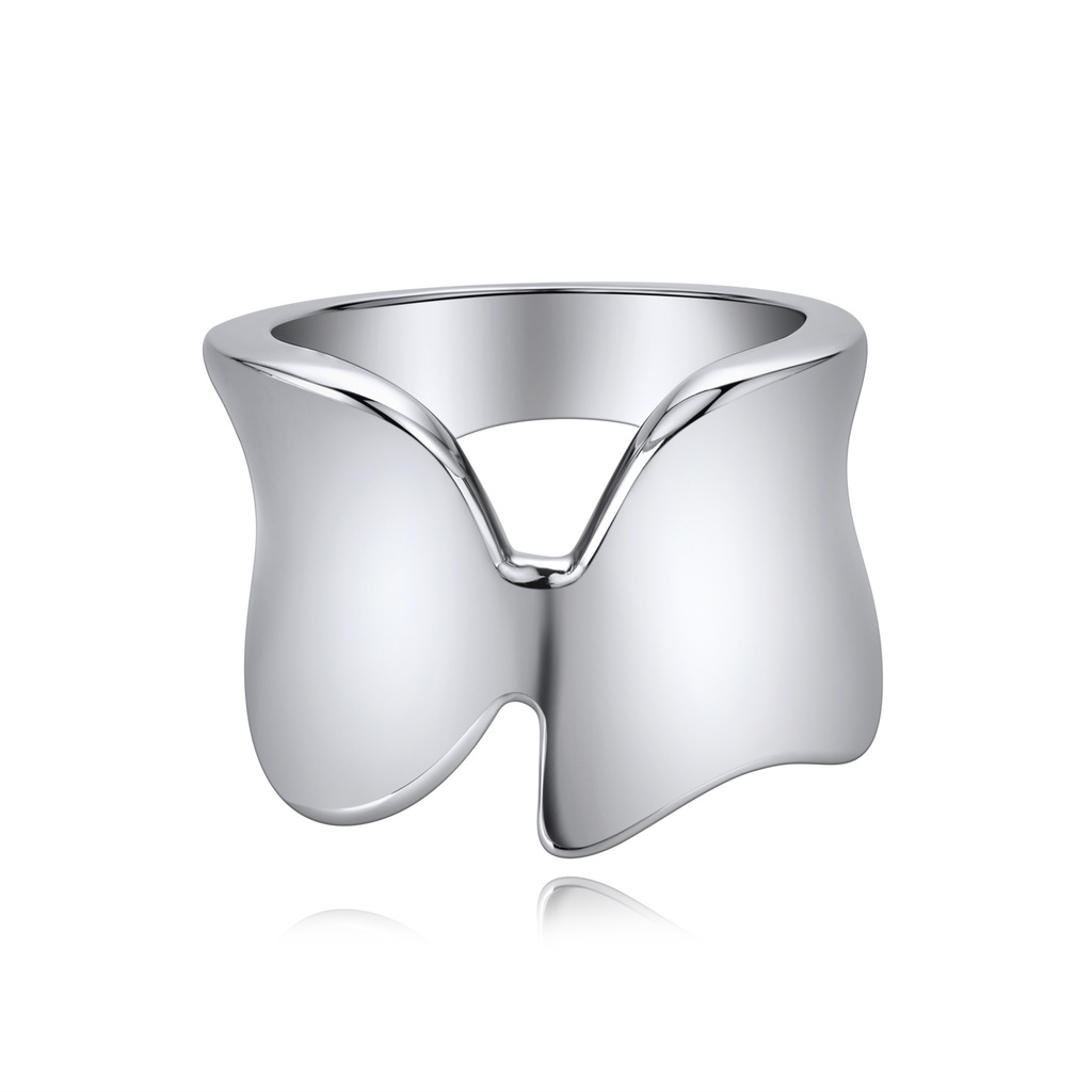 [DJ01R0087] Artistic Stainless Steel Wave Cut Statement Ring