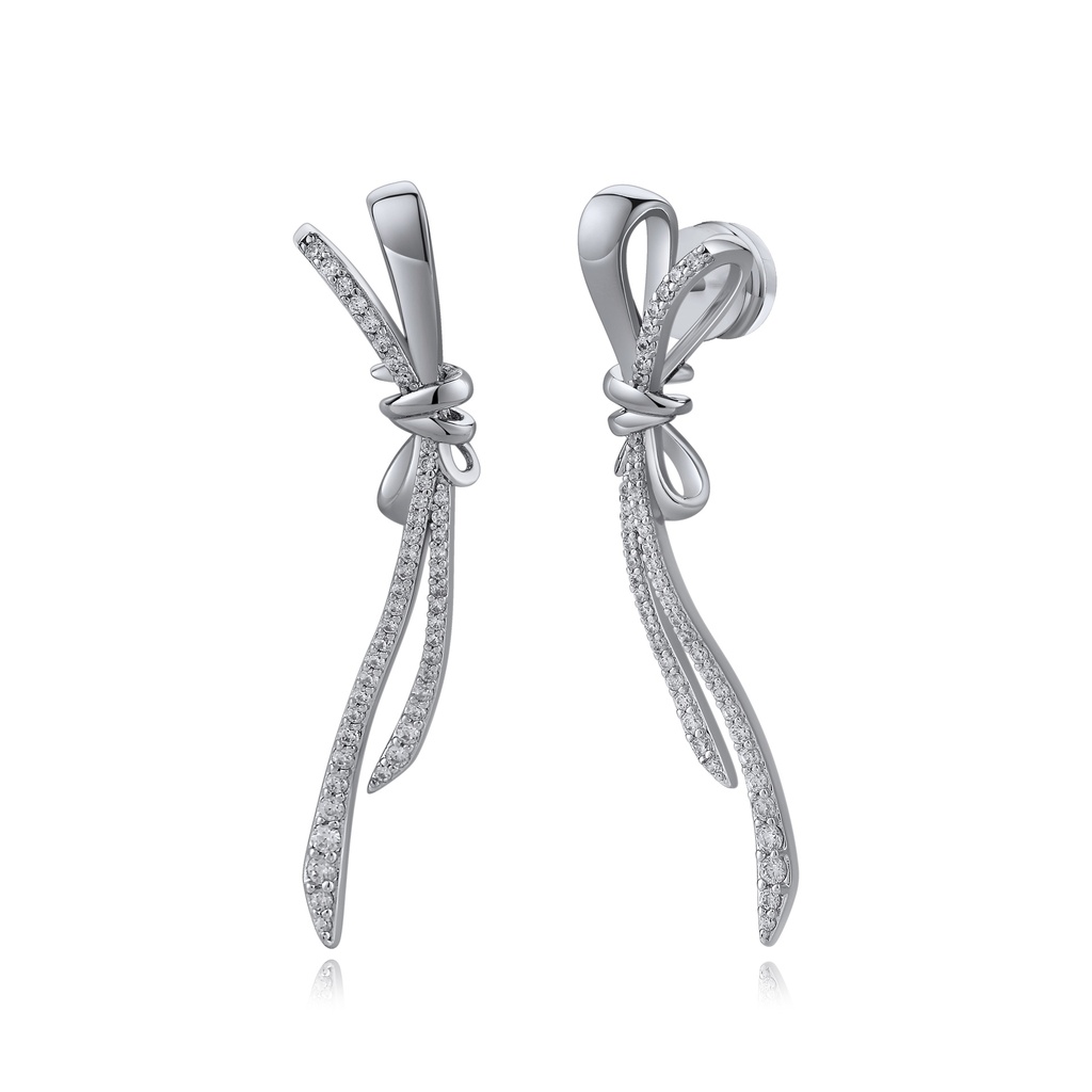 Dainty Bow Knot Stud Earrings with Cubic Zirconia Accents