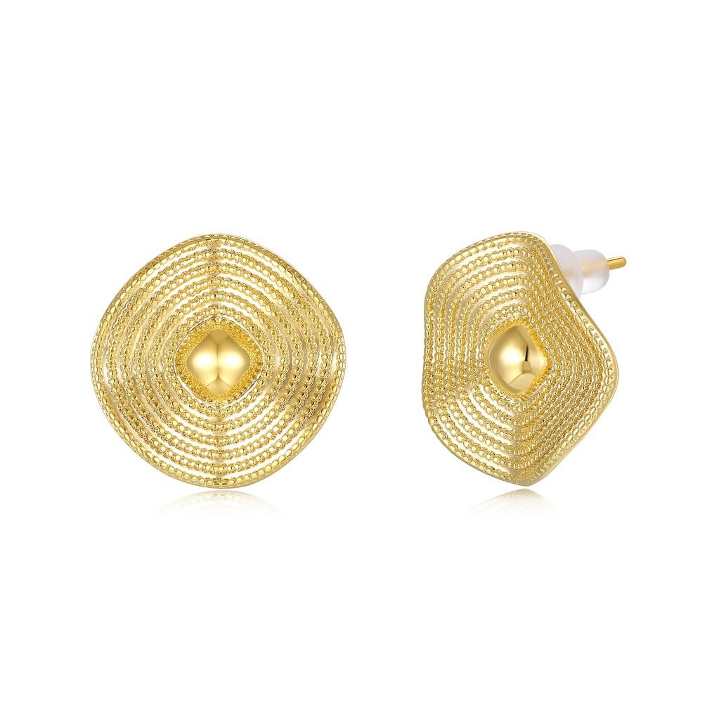Dome-Inspired Golden Earrings with Fine Textured Layers