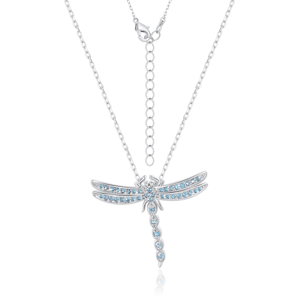 Dragonfly Pendant with Blue Crystal Rhinestone Inlay Necklace