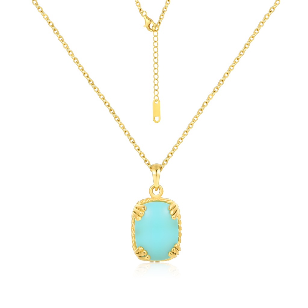 Elegant Aqua Stone Pendant Necklace with Golden Claw Design