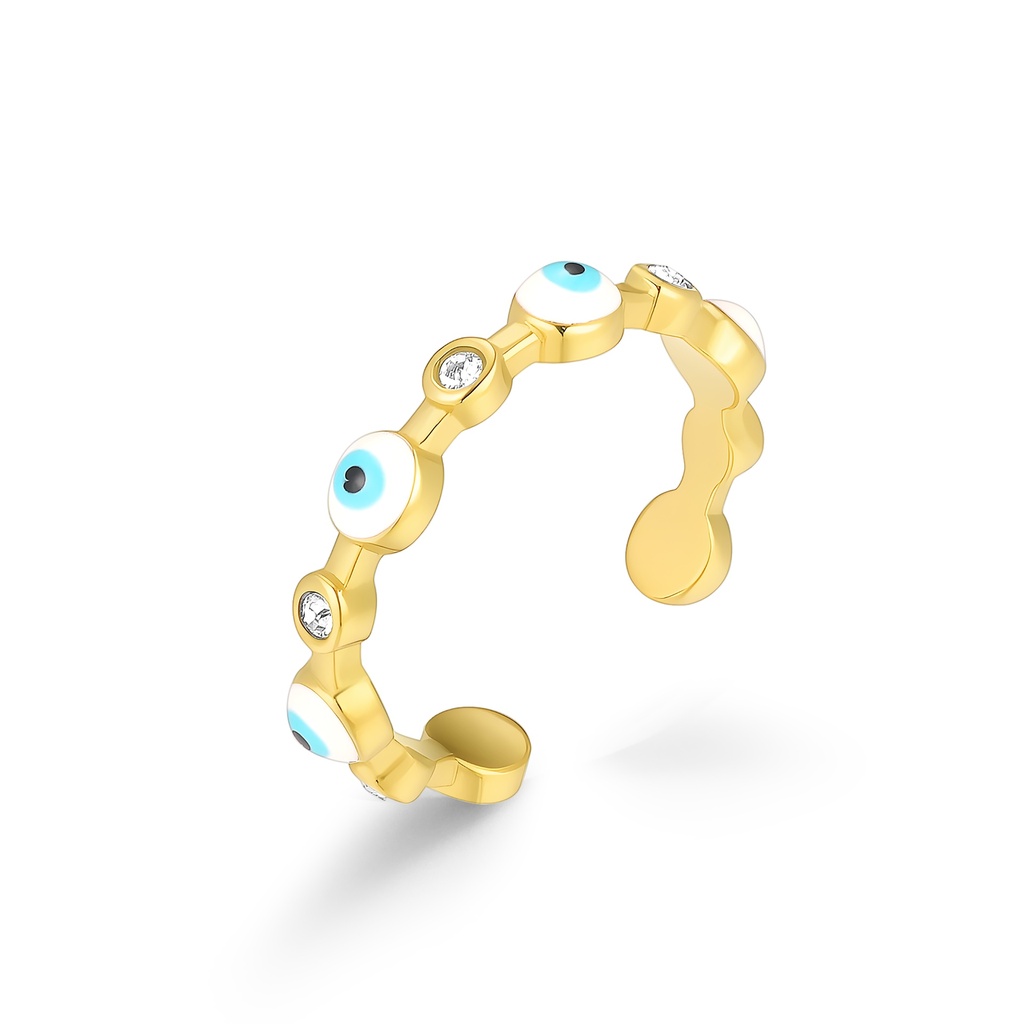 Elegant Evil Eye Adjustable Stainless Steel Gold Ring