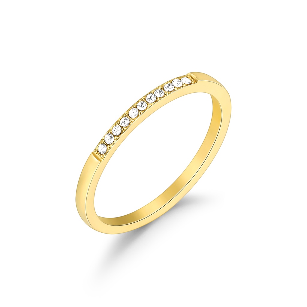 Elegant Gold Stainless Steel Ring with Dainty CZ Stone Accents