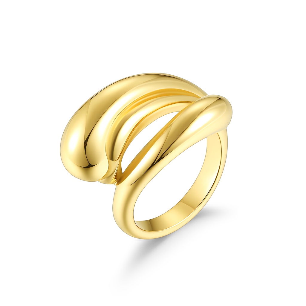 Elegant Gold Stainless Steel Ring with Modern Abstract Design