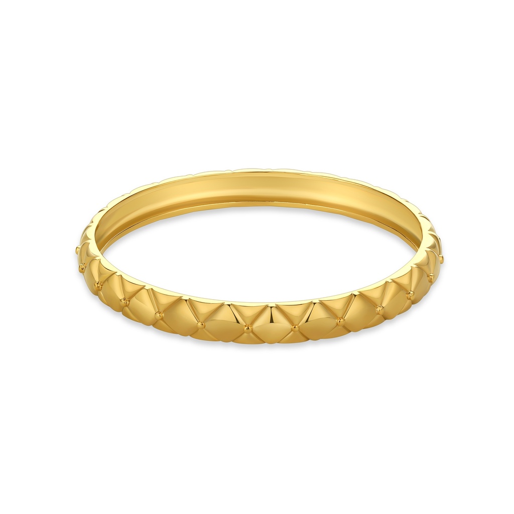 Elegant Gold-Plated Stainless Steel Textured Bangle Bracelet
