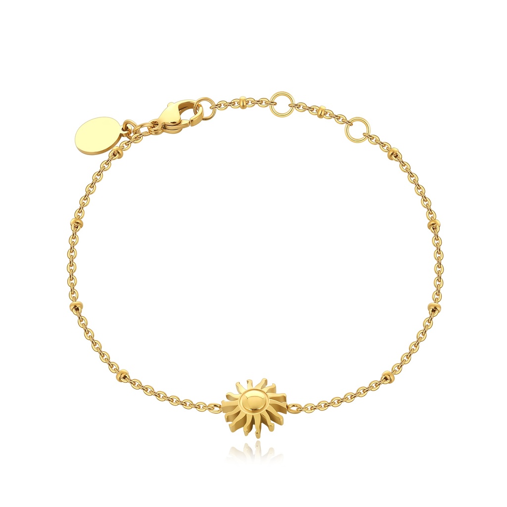 Elegant Gold-Plated Sun Design Stainless Steel Chain Bracelet