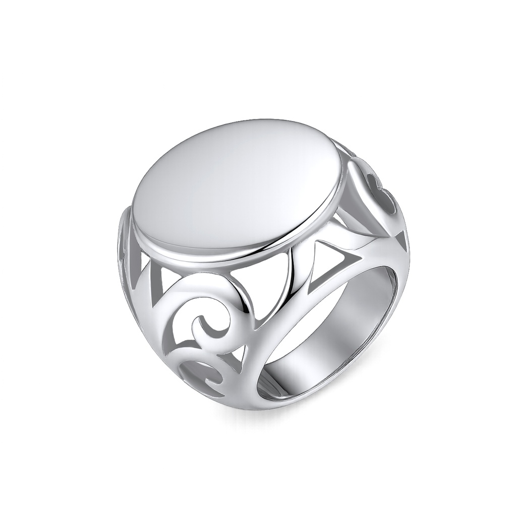 Elegant Hollow Pattern Stainless Steel Signet Ring for Men